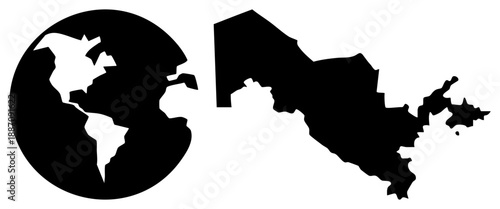Global Map Silhouette Featuring Earth and Kazakhstan