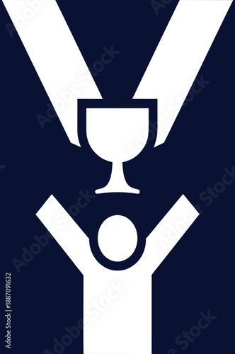 Winning Achievement Celebration Success Trophy Motivation Concept Vector Illustration