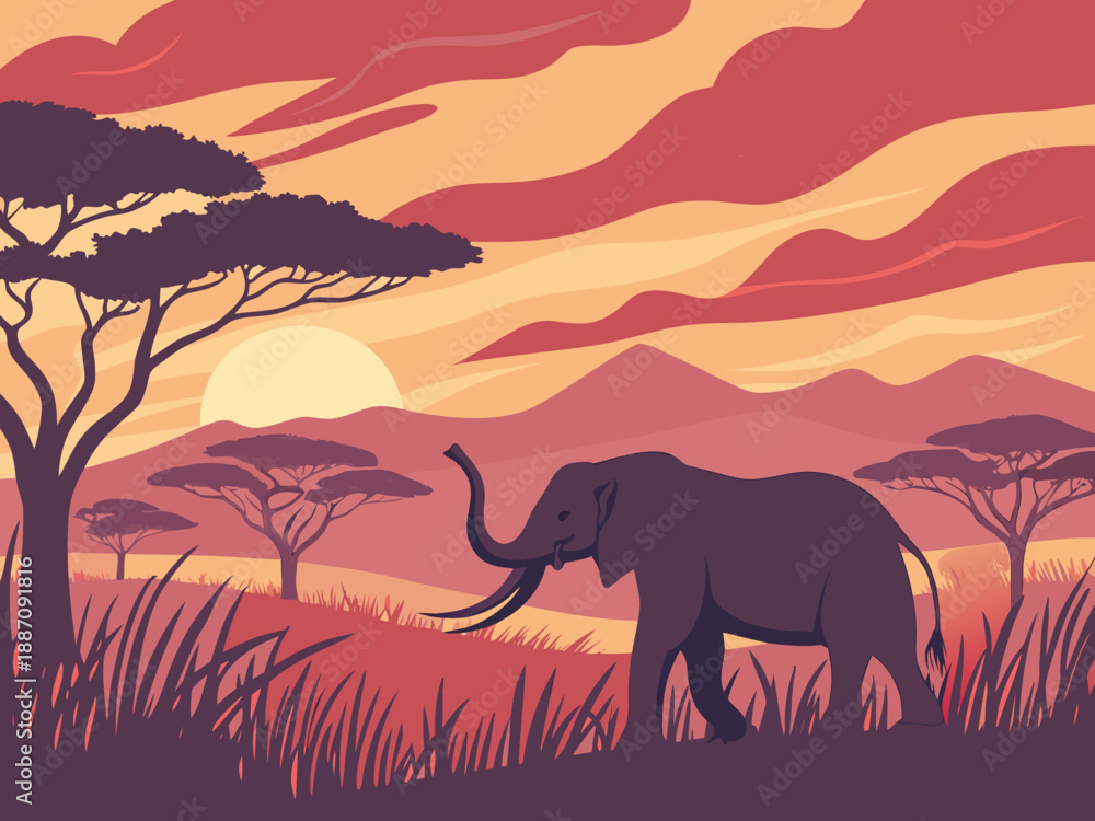 Obraz premium elephant in the sunset