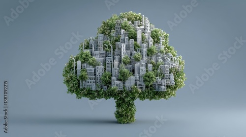 Urban Greenery Concept with Building and Tree Fusion in Design