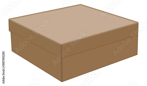 Cardboard storage box with lid illustration isolated on white

