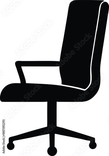 Minimal vector silhouette of an office chair side view modern furniture icon Vector illustration