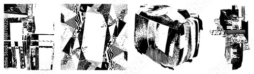 Abstract Geometric Forms in Bold Black and White Vector Composition