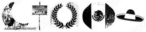 Vintage Grunge Mexican Symbols and Cultural