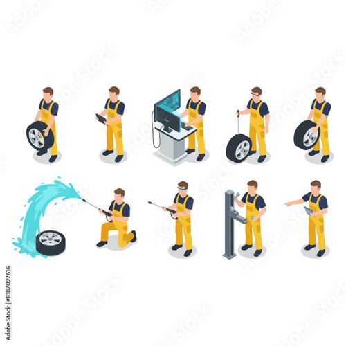 Mechanic Performing Various Car Maintenance Tasks.