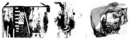 Abstract Grunge Textured Graphic Elements with Halftone