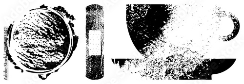 Halftone Coffee Cup with and Coffee Bean Texture