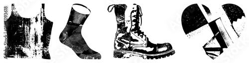 Vintage Style Footwear and Apparel Silhouettes with Textured