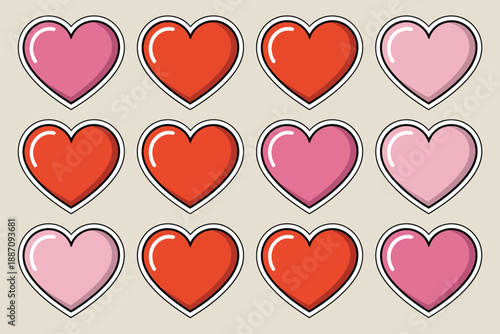 Collection of colorful hearts Vector, illustration
