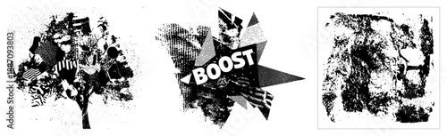 Dynamic Halftone Graphic with "BOOST" Text Burst