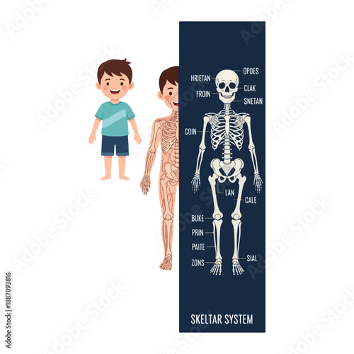 Human Body Anatomy and Skeleton System for Educational Purposes.