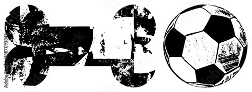 Grunge Styled Football and Bone Graphic Design Elements