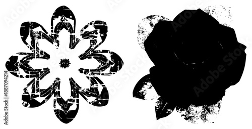 Abstract Black and White with Distressed Texture