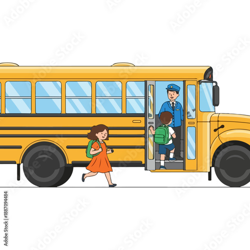 School bus with children and driver.