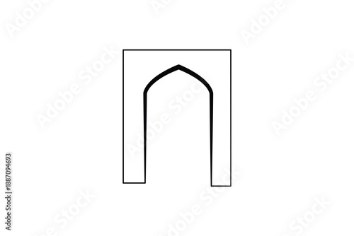 Simple line art vector of a masjid silhouette on white