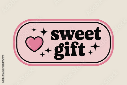 Pink sweet gift label Vector, illustration