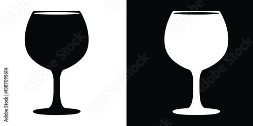 Wine glass silhouette, wine glass icon vector, glasses silhouette