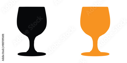 Wine glass silhouette, wine glass icon vector, glasses silhouette