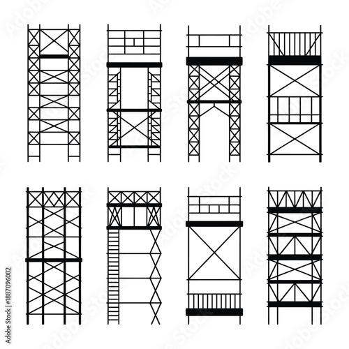 Architectural scaffolding designs in varying styles and construction details