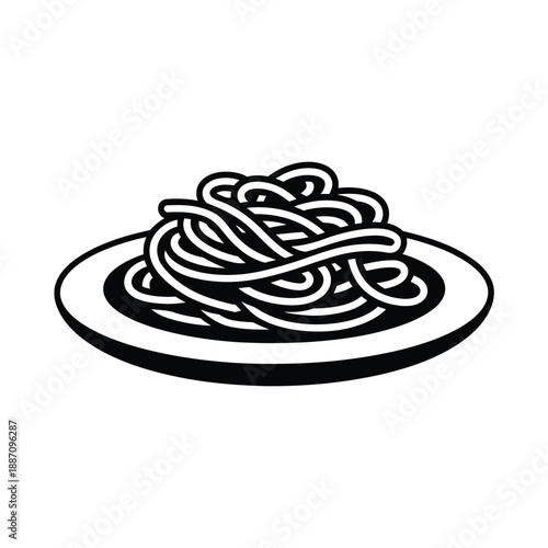 A simple illustration of a plate with a portion of spaghetti
