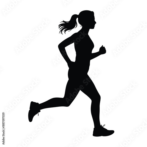 Silhouette of a woman actively running showcasing athletic movement and form