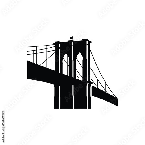 Iconic black and white illustration of the Brooklyn bridge tower detail