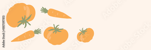Art & Illustration Yellow Tomato and Carrot Fresh Vegetables