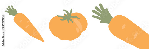 Art & Illustration Yellow Tomato and Carrot Fresh Vegetables