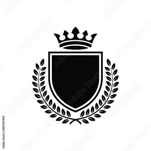 Royal crest with shield laurel wreath and crown design element