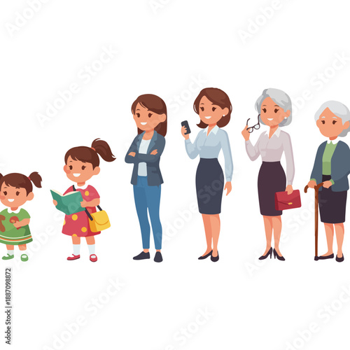 Diverse Female Characters Across Life Stages.