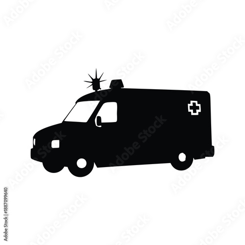 ambulance with siren black silhouette flat style s (2).eps