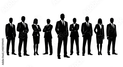 Silhouettes of business people standing in a row