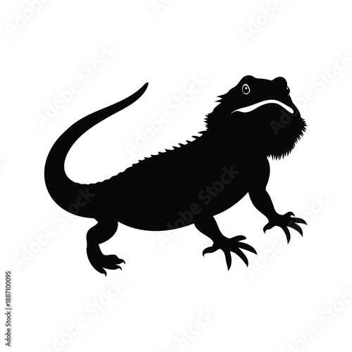 Dynamic bearded dragon silhouette vector illustration, A dynamic bearded dragon silhouette vector illustration showcasing the reptile in a lively pose