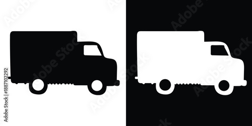 Delivery truck silhouette vector, Fast shipping delivery truck icon