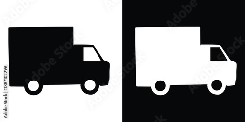 Delivery truck silhouette vector, Fast shipping delivery truck icon