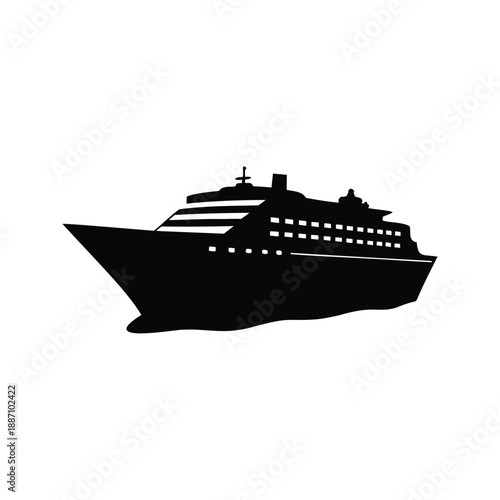 Elegant cruise ship silhouette vector illustration design, A sleek and sophisticated cruise ship silhouette vector illustration