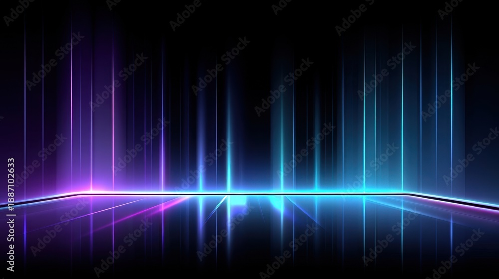 Obraz premium Vibrant Neon Lights with Abstract Background and Reflection Effect