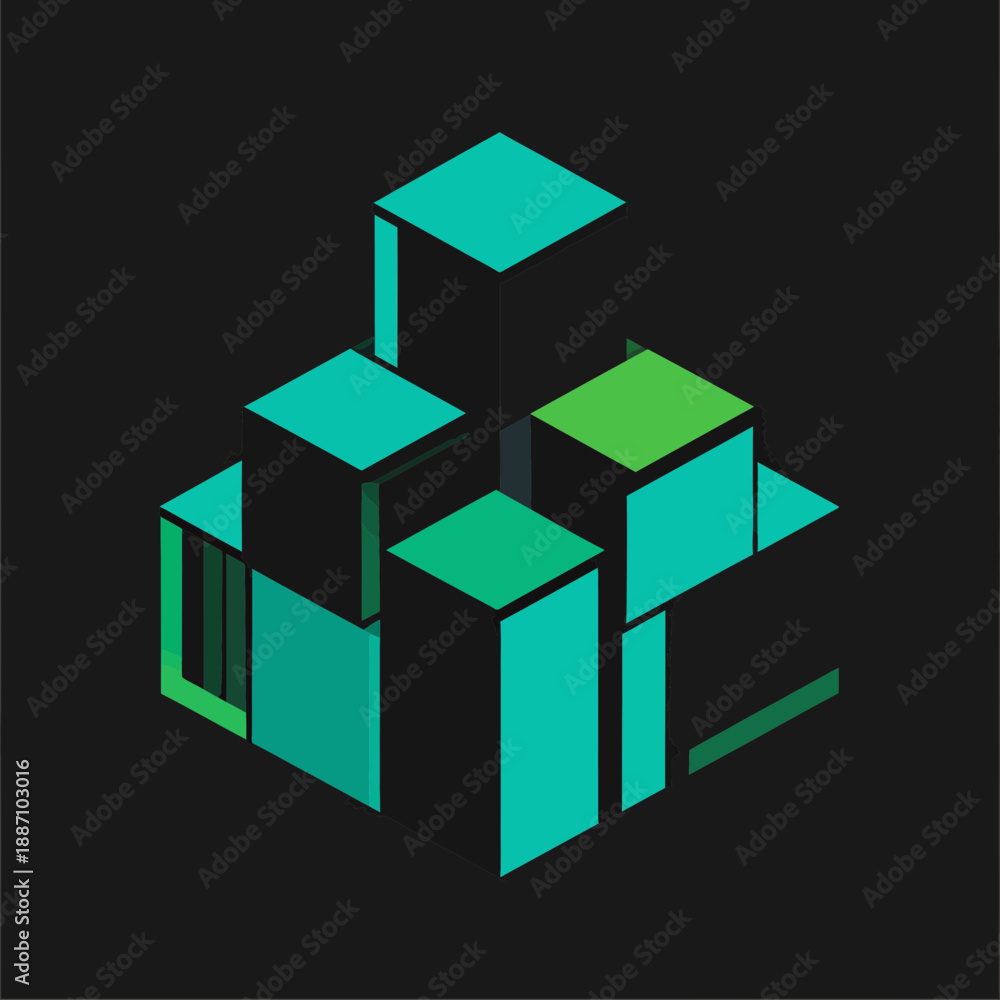 Obraz premium Abstract Geometric Composition With Teal Blocks For Creative Graphic Design Ideas