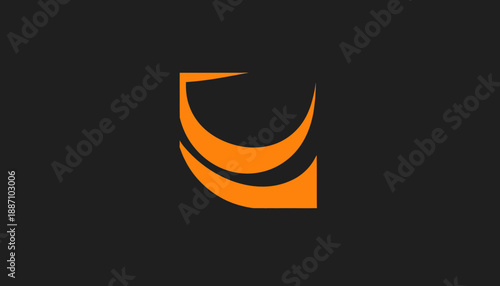 Abstract Graphic With Orange Curves Elegant Shape On Dark Background Template