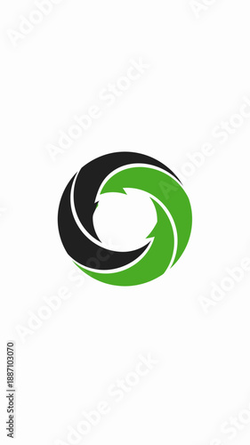 Abstract Green And Black Arrow Circle Symbol Illustrating Renewal Or Sustainable Process