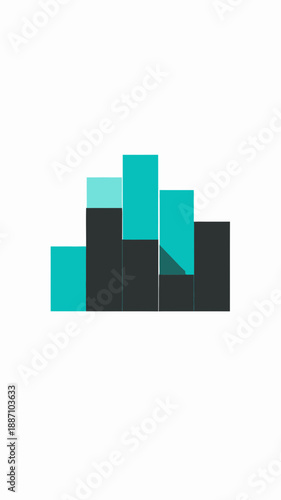 Abstract Geometric Formation Displaying Minimalist Architecture With Teal And Charcoal Hues