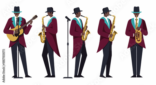 Elegant Jazz Band Performing Live with Musicians Playing Instruments