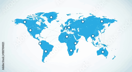 Global Map Illustration Highlighting Continents for Educational and Business Uses