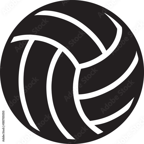 Solid black volleyball ball icon vector design