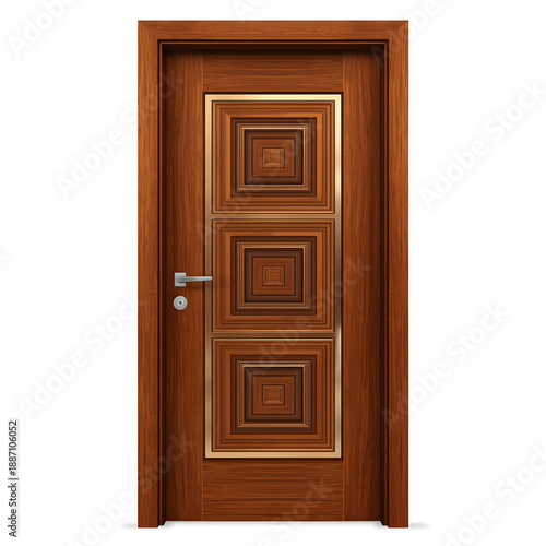 wooden door isolated on white