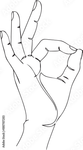 Line art illustration of a hand making the ok gesture
