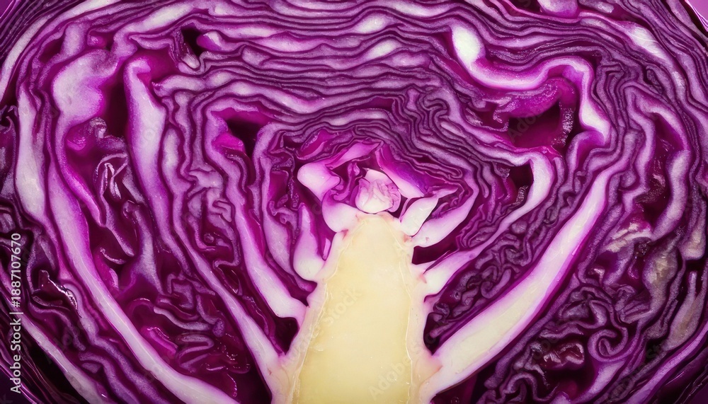 Obraz premium Striking Close-Up of a Vibrant Red Cabbage Interior.