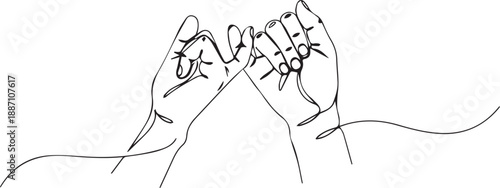 Minimalist line art of two hands nearly touching symbolizing connection and promise