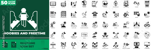 Hoobies And Freetime Duotone Editable Icons set