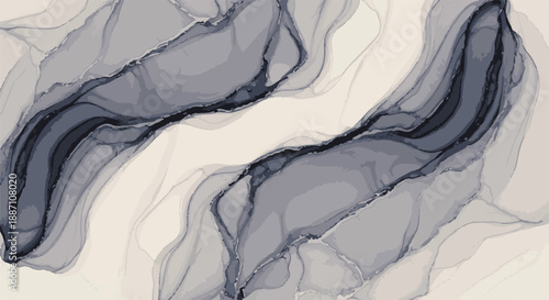 An abstract illustration featuring fluid marble patterns, swirling shapes, and dark gray tones, creating a dynamic and artistic visual effect from a frontal viewpoint